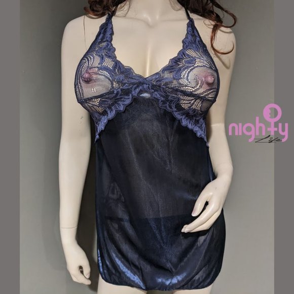 Natural Blue Babydoll Lingerie - Picture 2 of 5